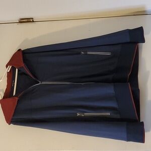 Michael Kors XXL navy blue & burgundy zip up athletic jacket